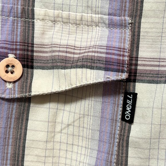 O'Neill Short Sleeve Purple Plaid Shirt Mens Size‎ M - Picture 2 of 15
